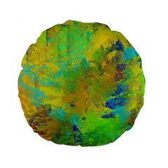 Abstract In Blue, Green, Copper, And Gold Standard 15  Premium Flano Round Cushions