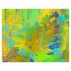 Abstract In Blue, Green, Copper, And Gold Double Sided Flano Blanket (medium) 