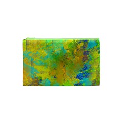 Abstract In Blue, Green, Copper, And Gold Cosmetic Bag (xs)