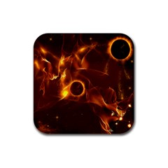 Fire And Flames In The Universe Rubber Square Coaster (4 Pack) 