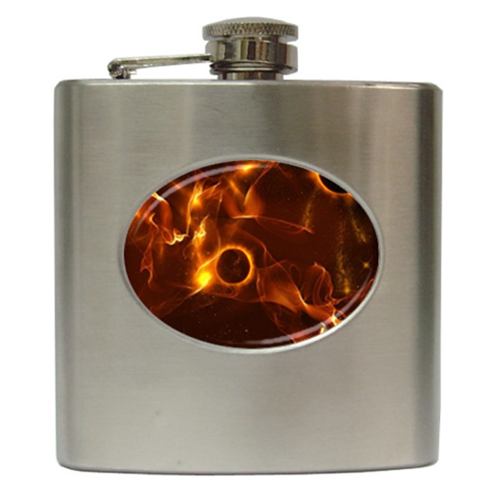 Fire And Flames In The Universe Hip Flask (6 oz)