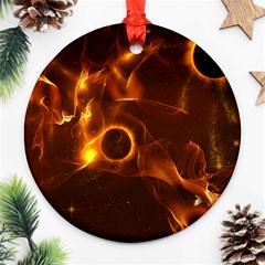 Fire And Flames In The Universe Round Ornament (two Sides) 