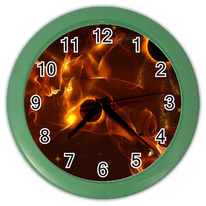 Fire And Flames In The Universe Color Wall Clocks