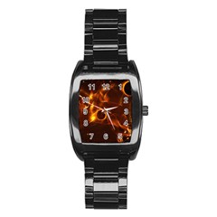 Fire And Flames In The Universe Stainless Steel Barrel Watch