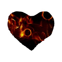 Fire And Flames In The Universe Standard 16  Premium Flano Heart Shape Cushions