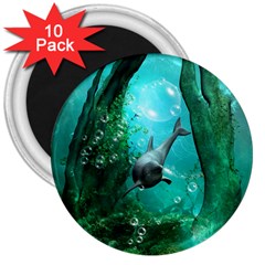 Wonderful Dolphin 3  Magnets (10 Pack)  by FantasyWorld7