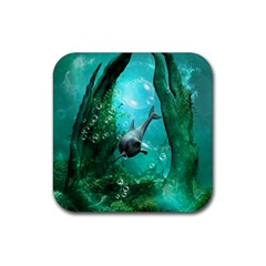 Wonderful Dolphin Rubber Coaster (square)  by FantasyWorld7