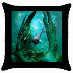 Wonderful Dolphin Throw Pillow Cases (black) by FantasyWorld7