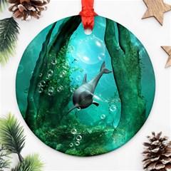 Wonderful Dolphin Round Ornament (two Sides) 