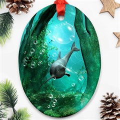 Wonderful Dolphin Oval Ornament (two Sides) by FantasyWorld7