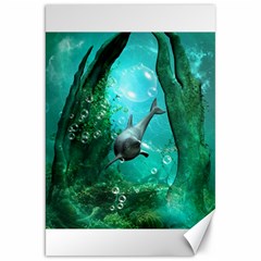 Wonderful Dolphin Canvas 20  X 30   by FantasyWorld7