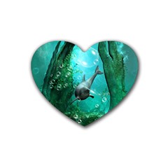 Wonderful Dolphin Rubber Coaster (heart)  by FantasyWorld7