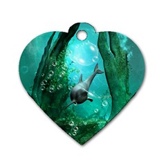 Wonderful Dolphin Dog Tag Heart (one Side)