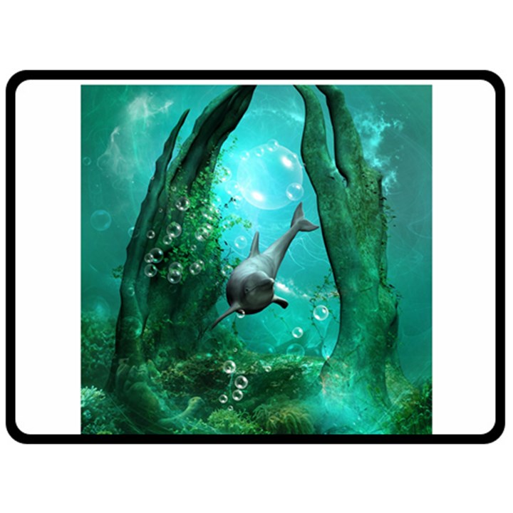 Wonderful Dolphin Fleece Blanket (Large) 