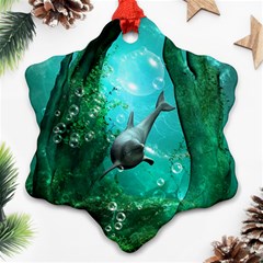 Wonderful Dolphin Snowflake Ornament (2-side) by FantasyWorld7