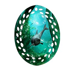 Wonderful Dolphin Oval Filigree Ornament (2-side) 