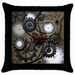 Steampunk With Heart Throw Pillow Cases (black)