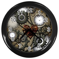 Steampunk With Heart Wall Clocks (black) by FantasyWorld7