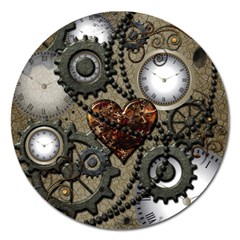 Steampunk With Heart Magnet 5  (round)