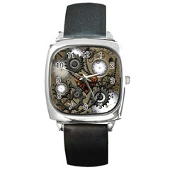 Steampunk With Heart Square Metal Watches