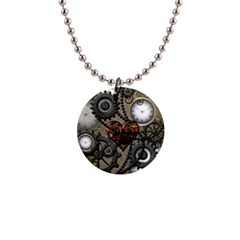 Steampunk With Heart Button Necklaces