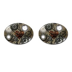 Steampunk With Heart Cufflinks (oval)