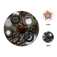 Steampunk With Heart Playing Cards (round) 