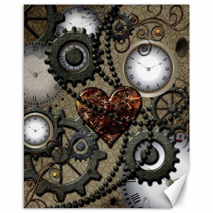 Steampunk With Heart Canvas 11  x 14  