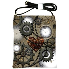 Steampunk With Heart Shoulder Sling Bags by FantasyWorld7