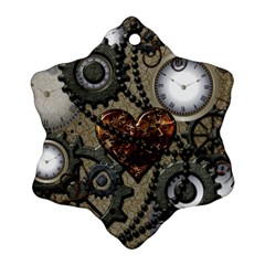 Steampunk With Heart Snowflake Ornament (2-side)