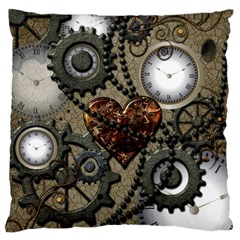 Steampunk With Heart Large Cushion Cases (one Side) 