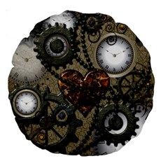 Steampunk With Heart Large 18  Premium Round Cushions