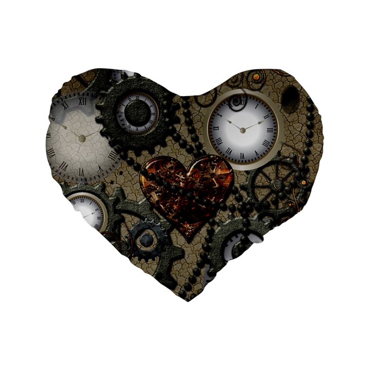 Steampunk With Heart Standard 16  Premium Heart Shape Cushions