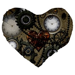 Steampunk With Heart Large 19  Premium Heart Shape Cushions