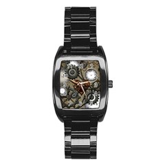 Steampunk With Heart Stainless Steel Barrel Watch