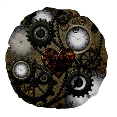 Steampunk With Heart Large 18  Premium Flano Round Cushions