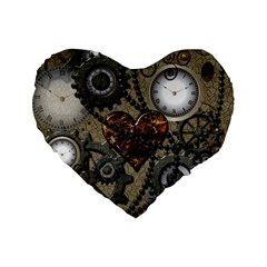 Steampunk With Heart Standard 16  Premium Flano Heart Shape Cushions