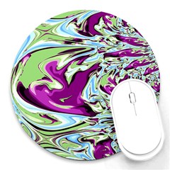 Purple, Green, And Blue Abstract Round Mousepads