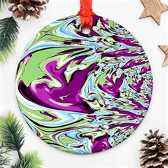 Purple, Green, And Blue Abstract Ornament (round) 