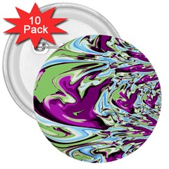 Purple, Green, And Blue Abstract 3  Buttons (10 Pack) 