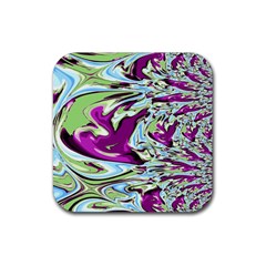 Purple, Green, And Blue Abstract Rubber Coaster (square) 