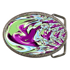 Purple, Green, And Blue Abstract Belt Buckles