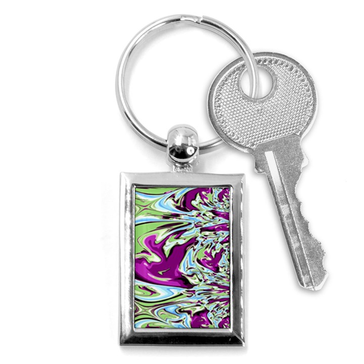 Purple, Green, and Blue Abstract Key Chains (Rectangle) 