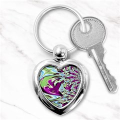 Purple, Green, And Blue Abstract Key Chains (heart) 