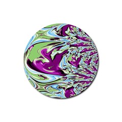 Purple, Green, And Blue Abstract Rubber Coaster (round) 