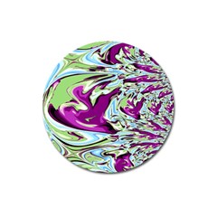 Purple, Green, And Blue Abstract Magnet 3  (round)