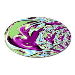 Purple, Green, And Blue Abstract Oval Magnet