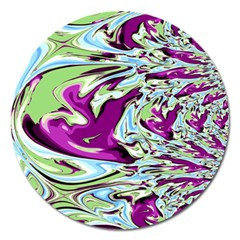 Purple, Green, And Blue Abstract Magnet 5  (round)