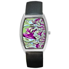 Purple, Green, And Blue Abstract Barrel Metal Watches