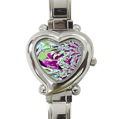 Purple, Green, And Blue Abstract Heart Italian Charm Watch